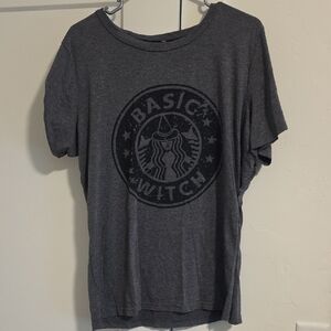 Basic Witch Graphic Tee - Dark Gray